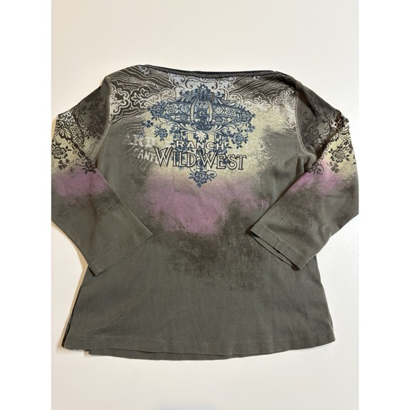 Women's Y2K Vanilla Sugar 3/4 Long Sleeve Shirt SZ M Wild West - Picture 5 of 6